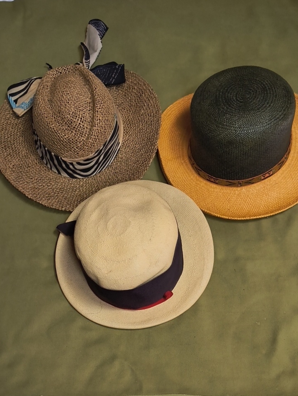 Straw Fedora Hat - Beige with Black Band - Unbranded